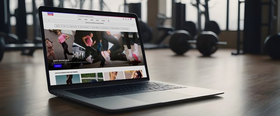 sports direct - laptop in a gym